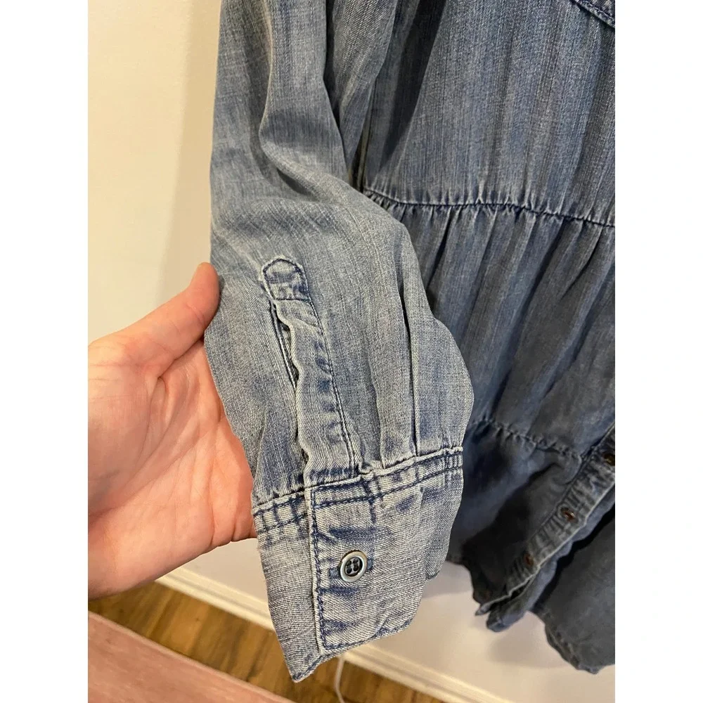 Velvet Heart Los Angeles Denim Tiered Shirt Dress Tunic Blue‎ XS